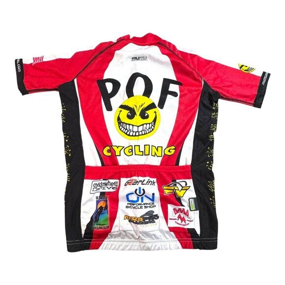 Mumu POF Cycling Jersey Race Cut Red & White Small 100% Polyester Emoji Face - Picture 1 of 6